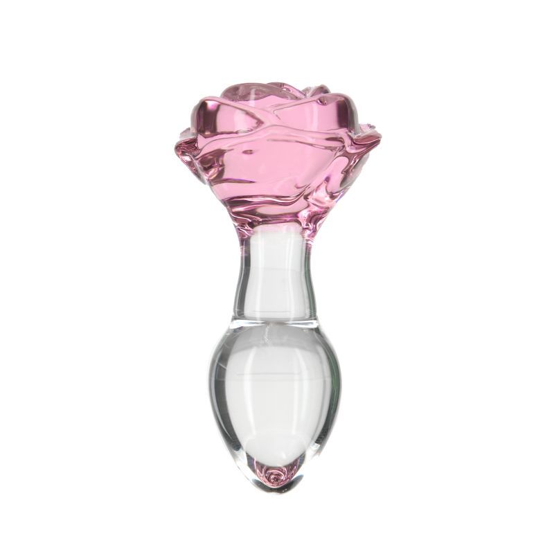 Pillow Talk Rosy Luxurious Glass Anal Plug w Clear Gem image 1