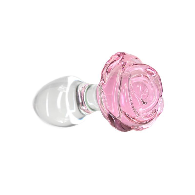 Pillow Talk Rosy Luxurious Glass Anal Plug w Clear Gem image 2