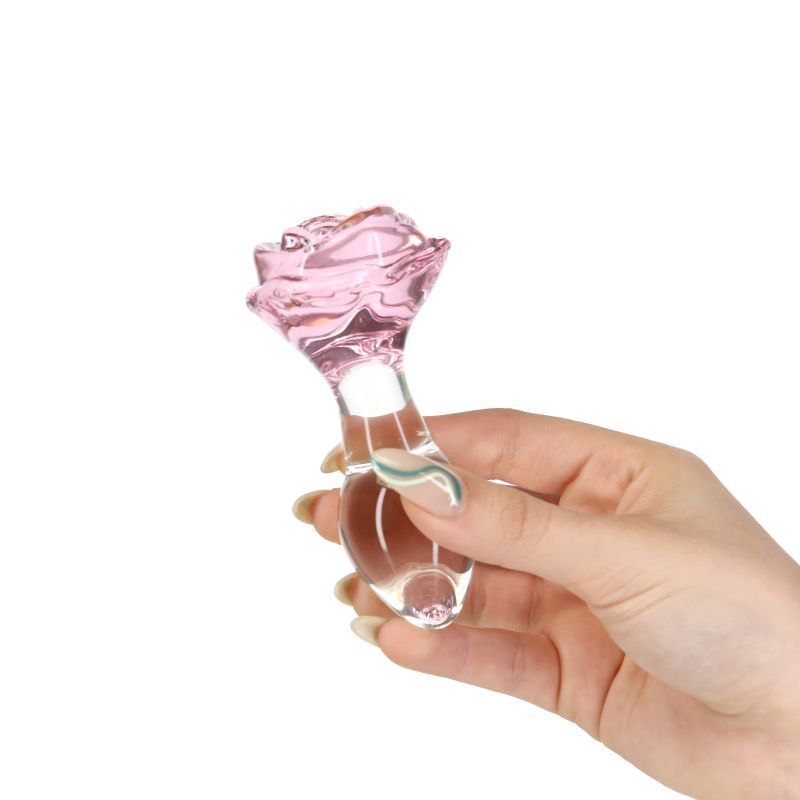 Pillow Talk Rosy Luxurious Glass Anal Plug w Clear Gem image 5