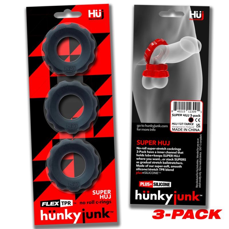 Super Hunkyjunk 3 Pc Cockrings Tar Ice image 4