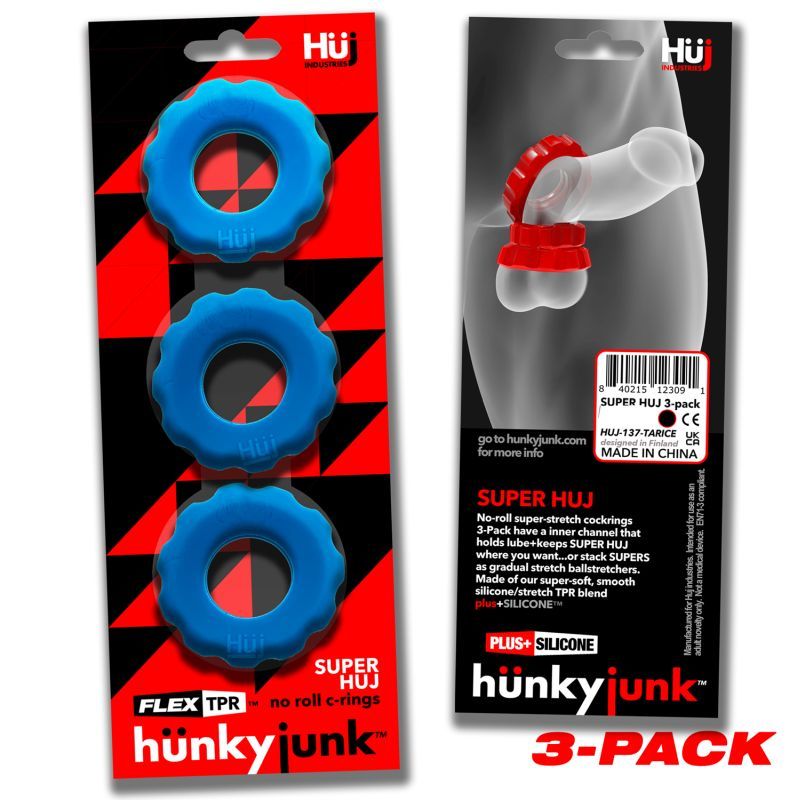 Super Hunkyjunk 3 Pc Cockrings Teal Ice image 3