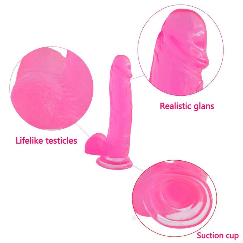 Jelly Studs 8in Crystal Dildo Large Pink image 4