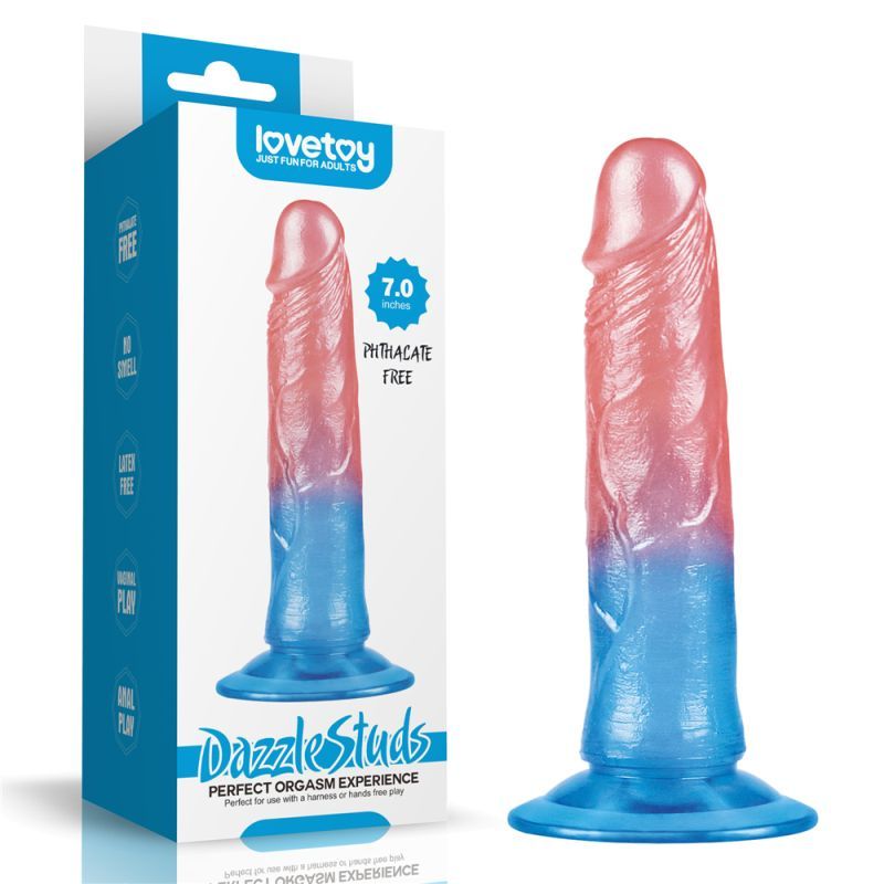 Dazzle Studs Dildo 7in Pink/Blue image 1