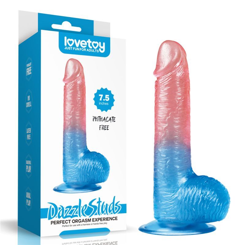 Dazzle Studs Dildo 7.5in Pink/Blue image 1
