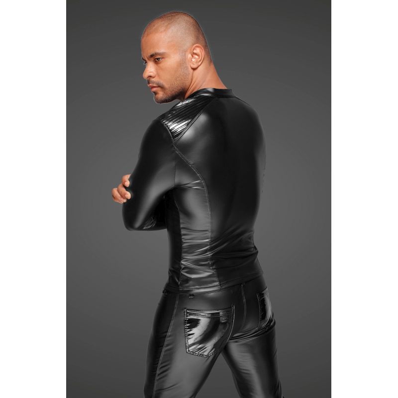 Power Wetlook Mens Jacket w Pleated PVC Epaulets image 2