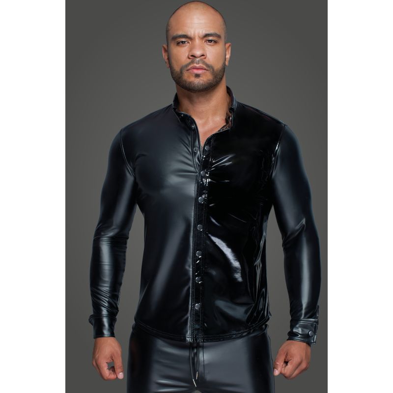 Powerwetlook PVC Long Sleeved Shirt w Button Placket image 1