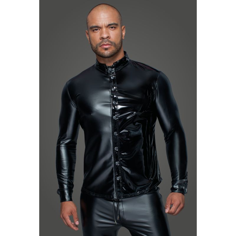 Powerwetlook PVC Long Sleeved Shirt w Button Placket image 2