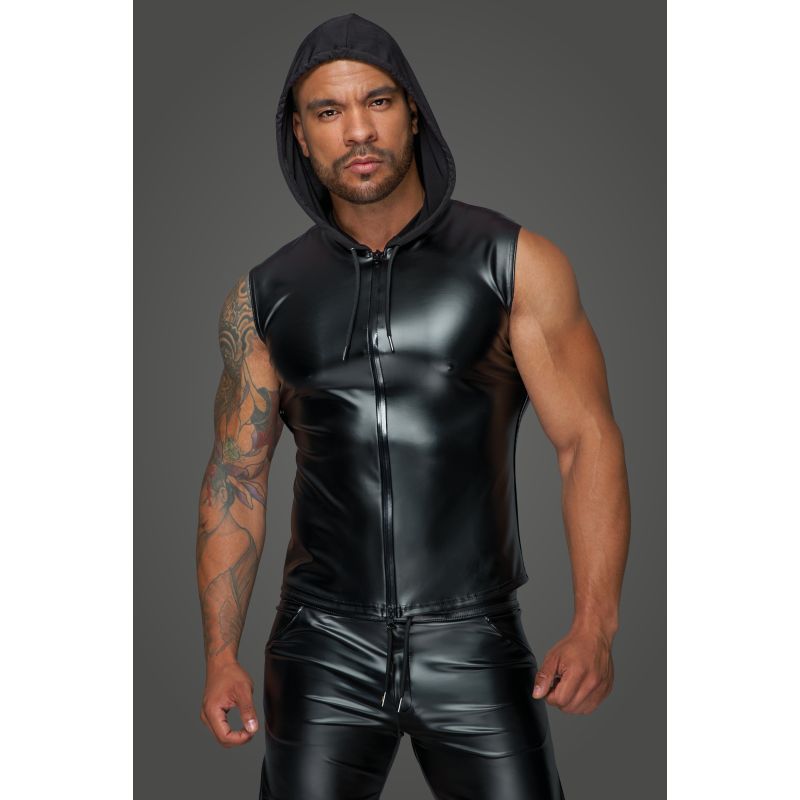 Powerwetlook Sleeveless Hooded Shirt w 2 Way Zipper image 2