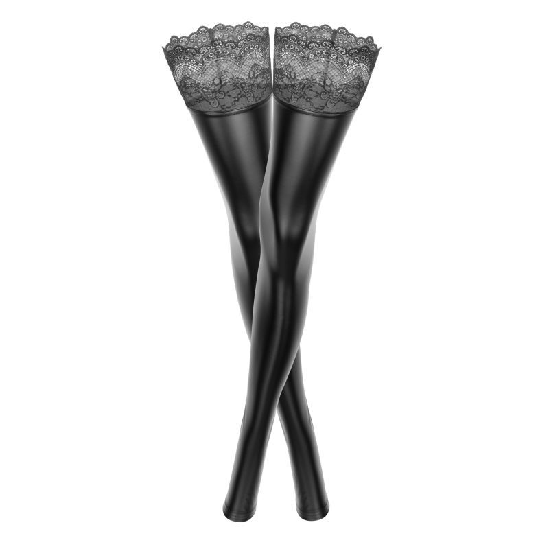 Power Wetlook Stockings With Siliconed Lace image 11