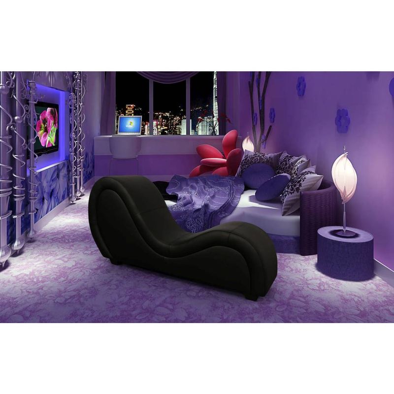 Kama Sutra Mebon Chaise Love Lounge Leather Black image 7