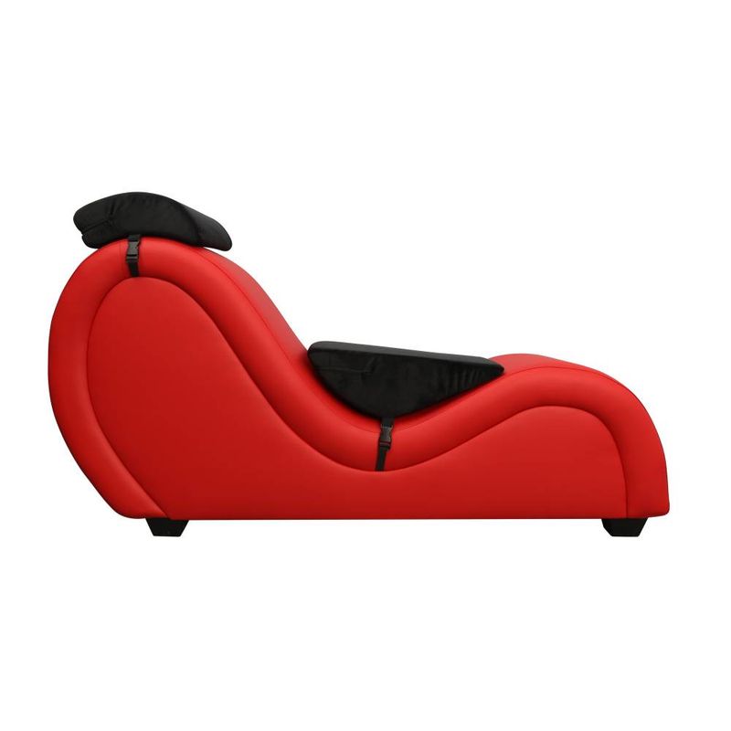 Kama Sutra Mebon Chaise Love Lounge Red w Black Pillows image 1