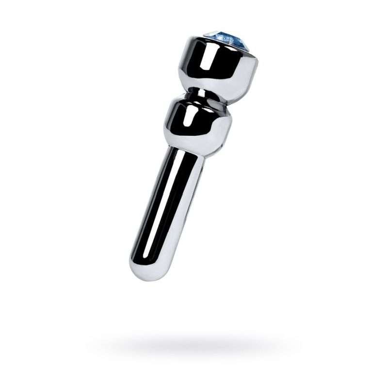Silver Metal Urethral Plug w Sapphire Rhinestone Small image 3