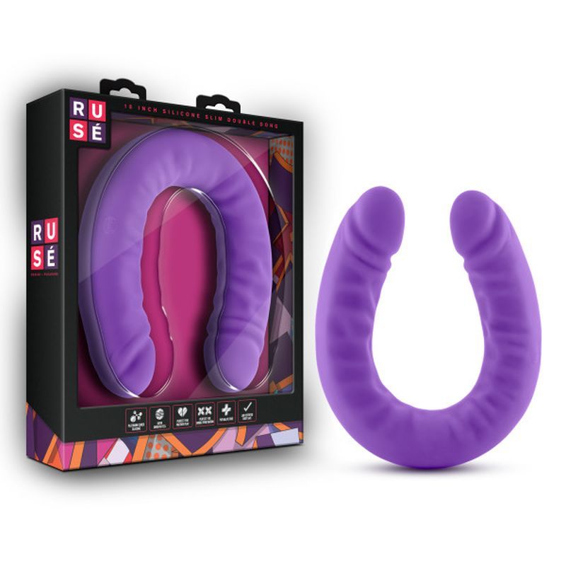 Ruse Silicone Slim 18in Purple Double Dong image 1