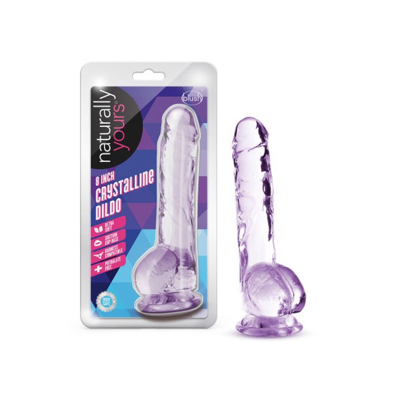 Naturally Yours 8" Crystaline Dildo Amethyst image 1