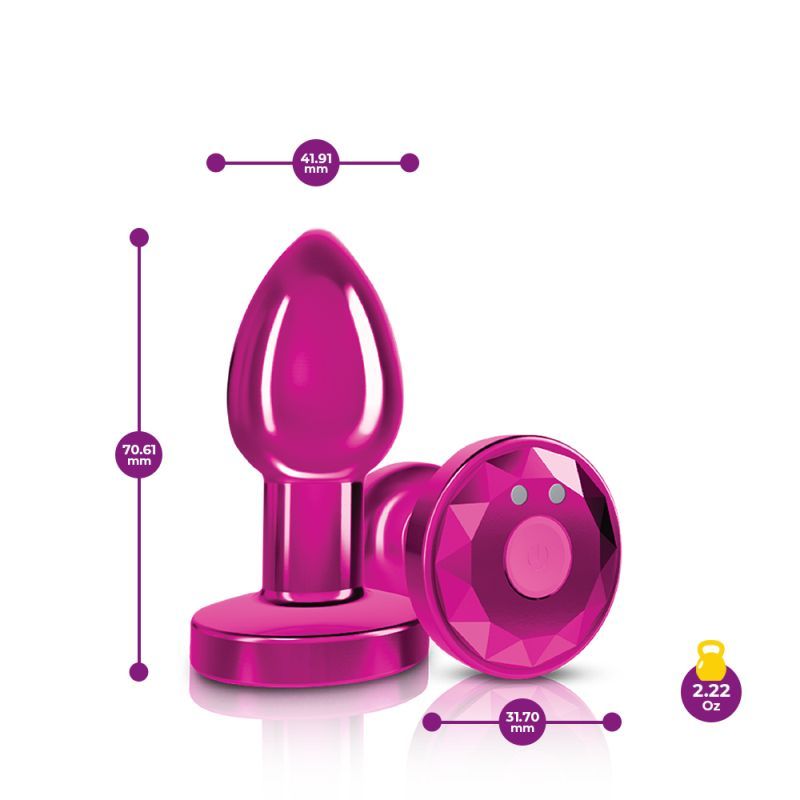 Cheeky Charms Pink Rechargeable Vibrating Metal Butt Plug w Remote Small image 2