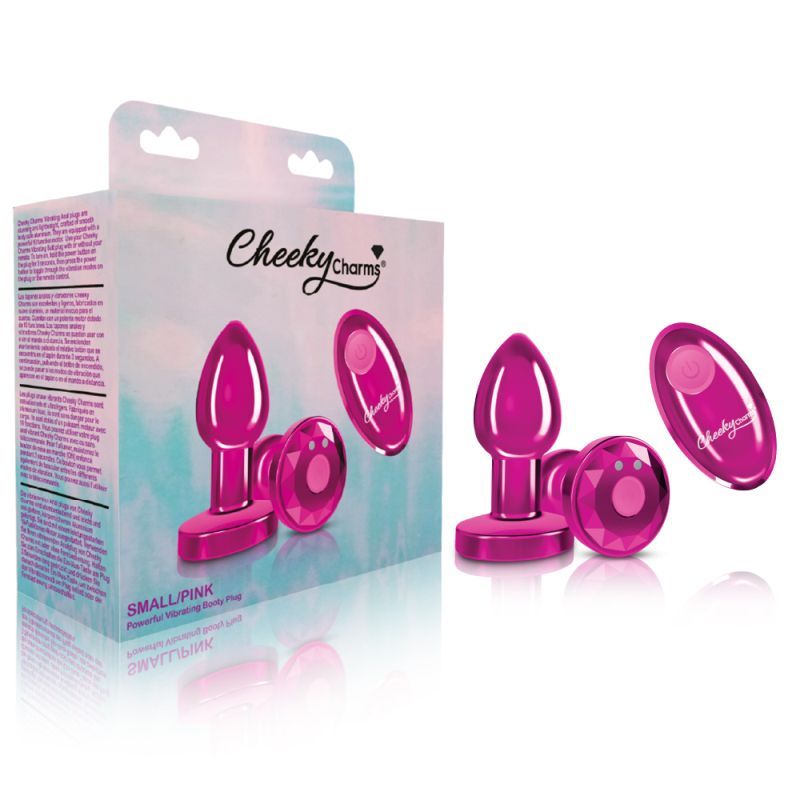 Cheeky Charms Pink Rechargeable Vibrating Metal Butt Plug w Remote Small image 4