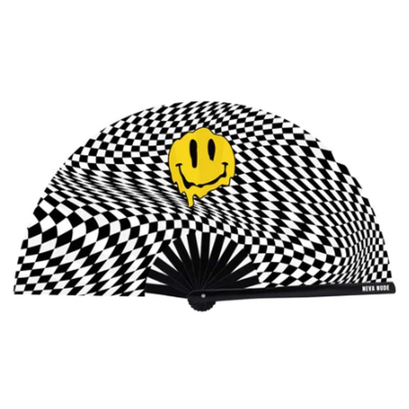 Trippy Checkers Melty Face Blacklight Folding Fan image 1
