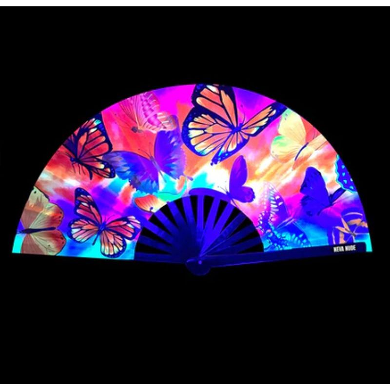 Butterfly Garden Blacklight Folding Fan image 2