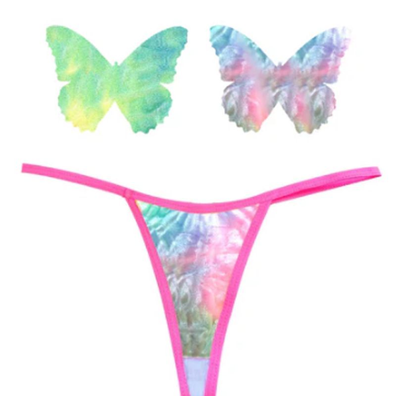 Rainbow Sherbet Tie Die Butterfly Pastie and Panty Set image 2
