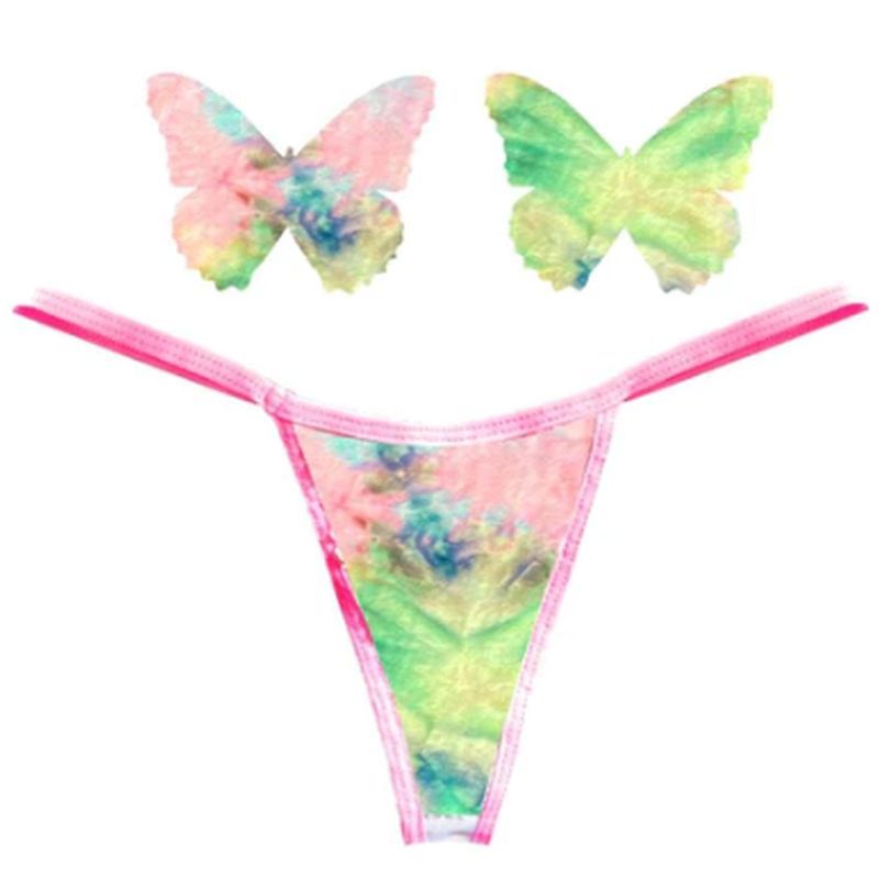 Rainbow Sherbet Tie Die Butterfly Pastie and Panty Set image 3