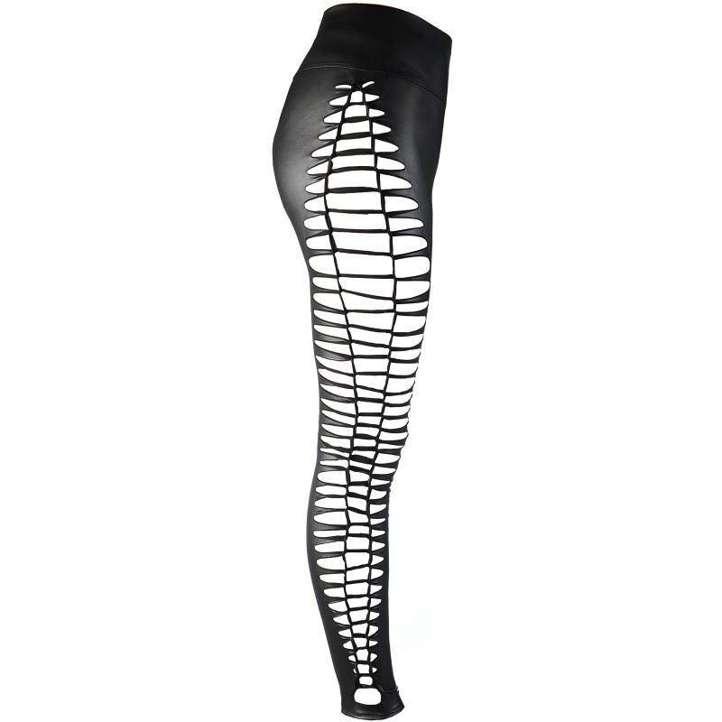Stretch Wetlook Cut Out Leggings Black image 4
