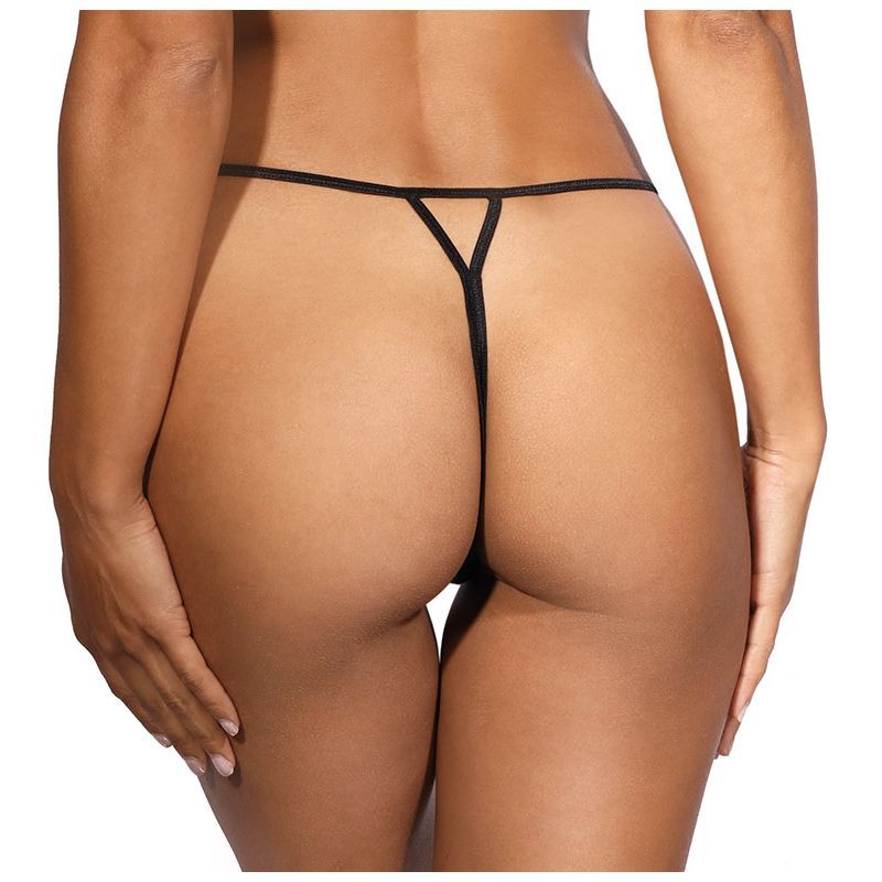 Lace Open Front G-String Black image 2