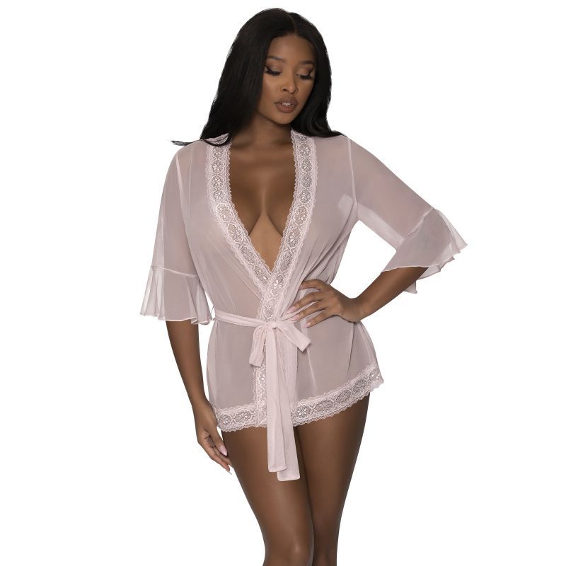 Robe with Lace Trim Blush image 1