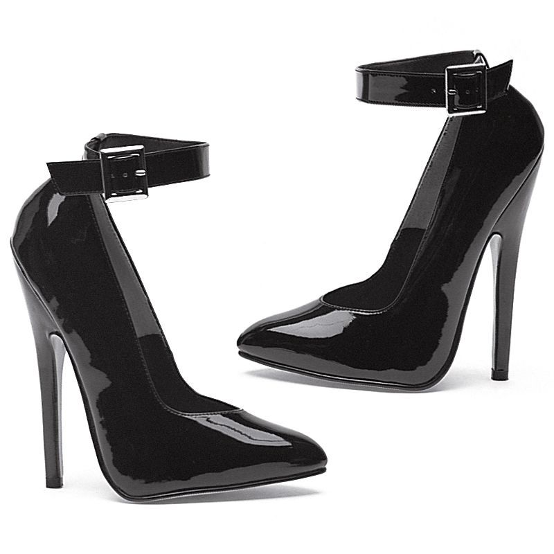 Fetish Pump w Ankle Strap Black 6in image 1
