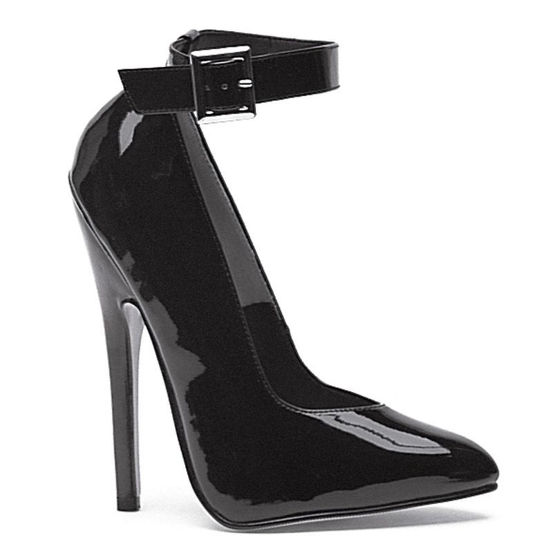 Fetish Pump w Ankle Strap Black 6in image 2