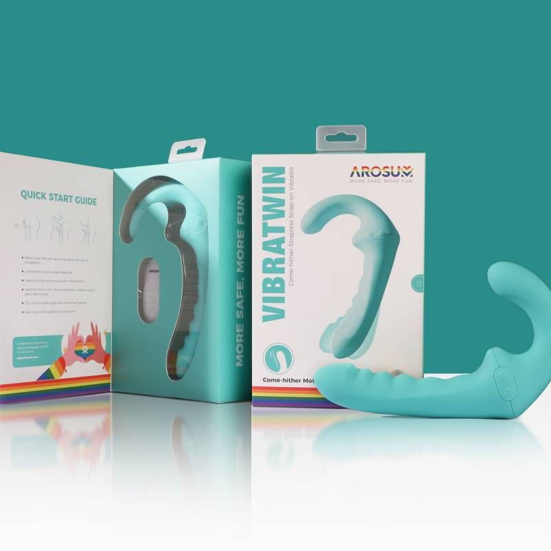 VibraTwin Rechargeable Come Hither Strapless Strap On with Remote image 5