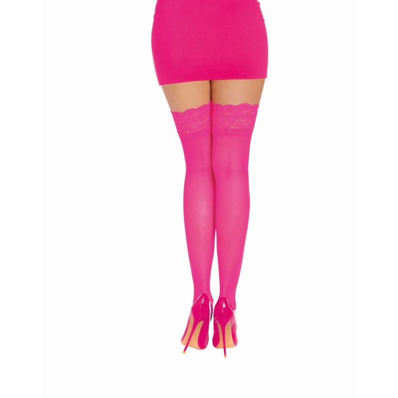 Dreamgirl Thigh High Silicone Stockings Neon Pink image 2