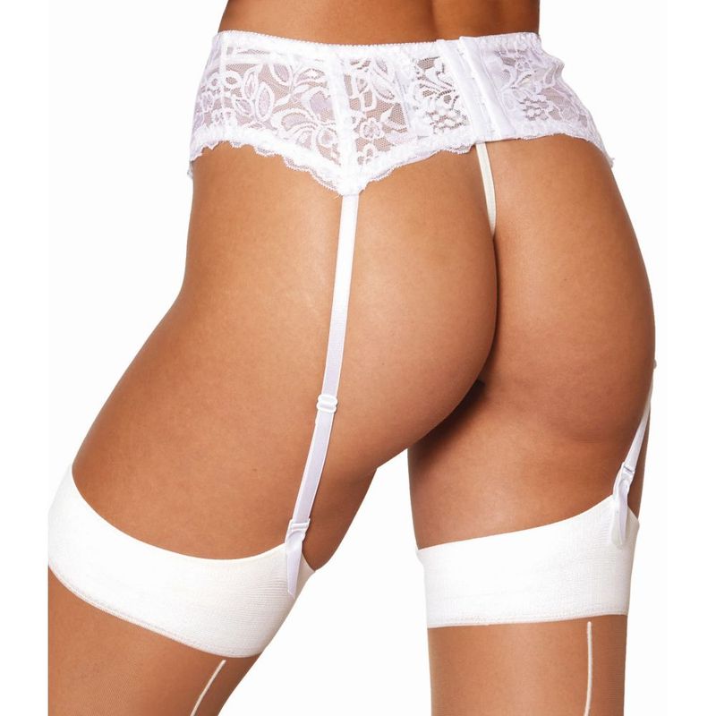 Dreamgirl Lace Garter Belt White image 2