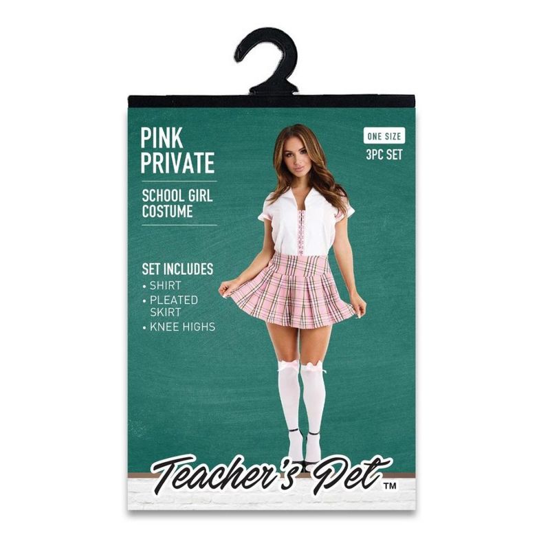 3 Pc Pink Private School Girl Costume image 3