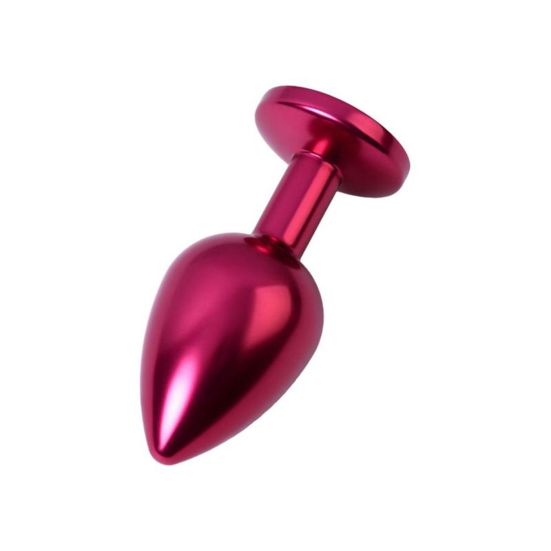 Red Metal Anal Plug w Black Crystal Medium image 2