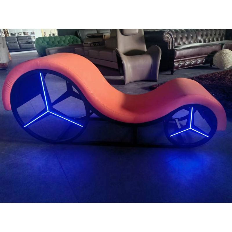Kama Sutra Mebon Chaise Love Lounge Orange with Metal Frame and LED image 1