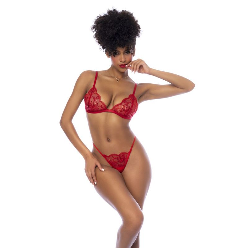 Red 3 Pc Set w/ Bralette, Garter Belt and Thong image 4