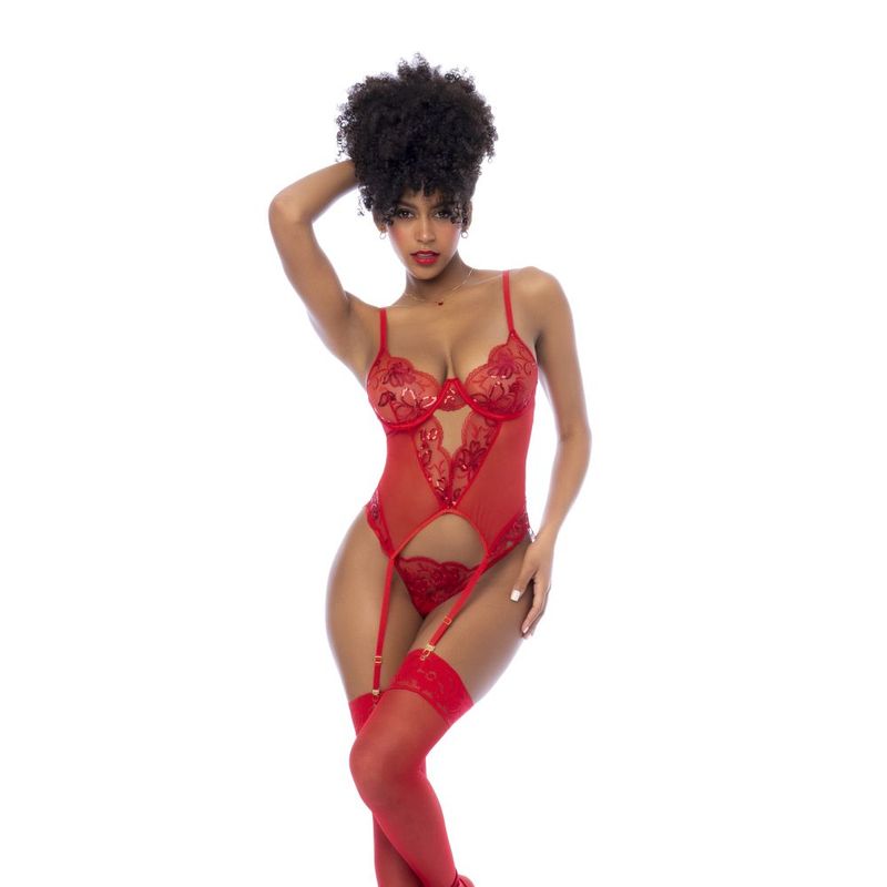 Red 2 Pc Set w/ Matching Thong image 1
