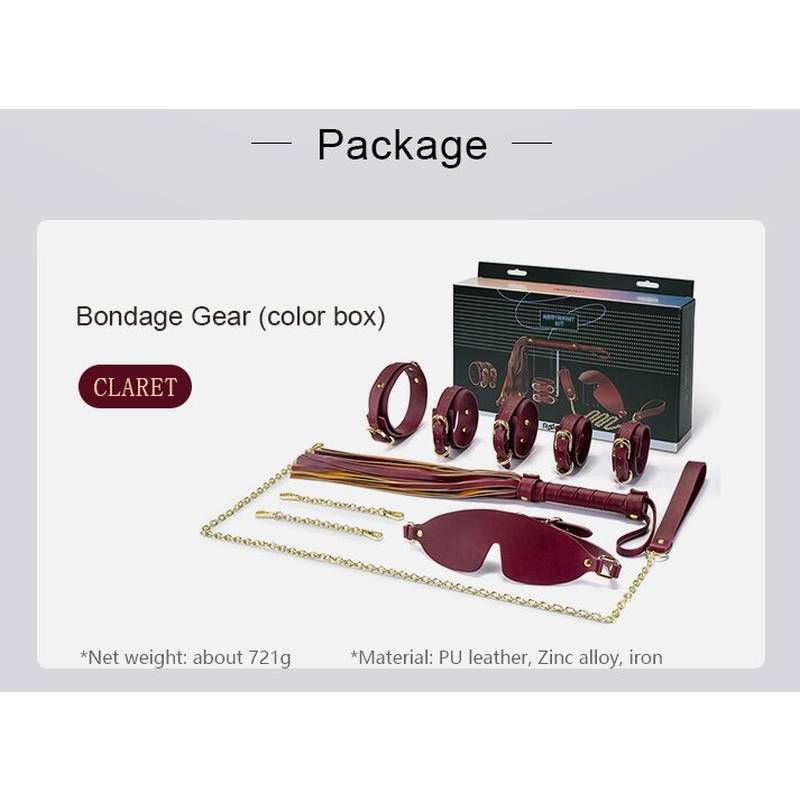 8 Pc Deluxe Bondage Play Kit Burgundy Gold image 12
