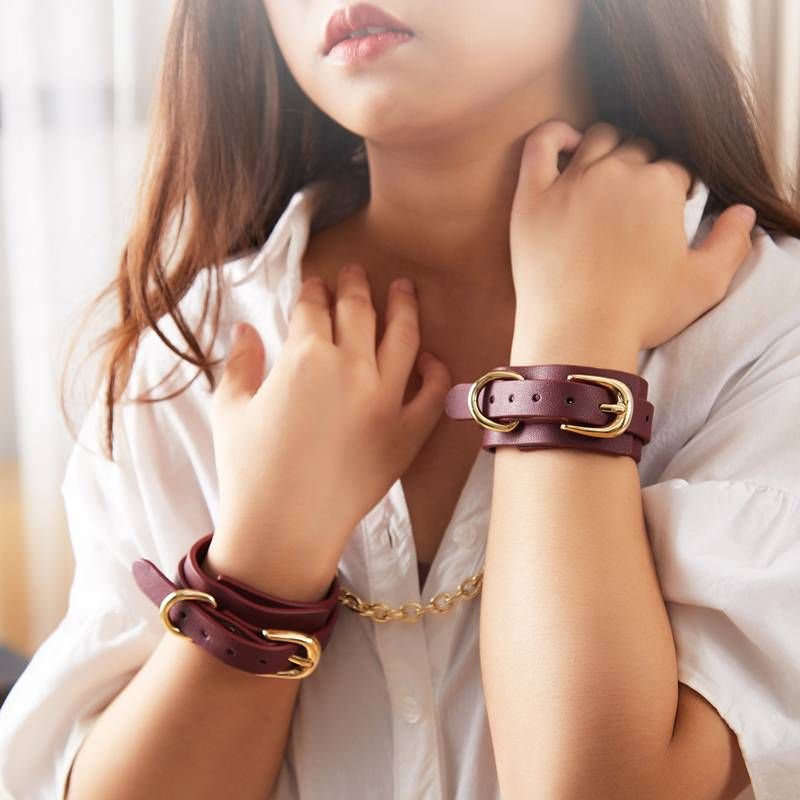 8 Pc Deluxe Bondage Play Kit Burgundy Gold image 5
