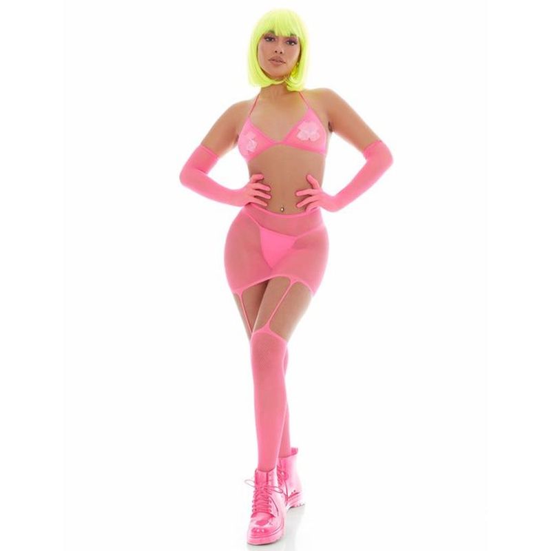 Pink Mesh Bling Ring Set incl Pasties image 1
