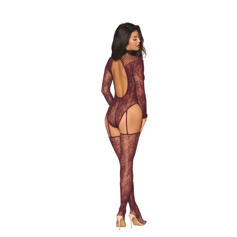 Dreamgirl Teddy Body Stocking Burgundy image 2