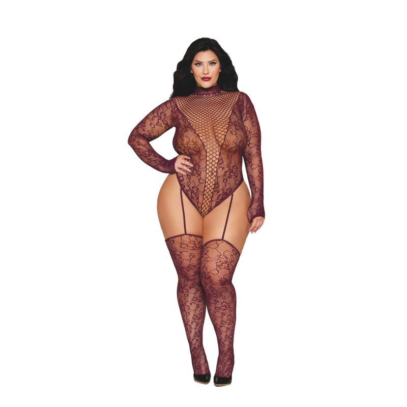 Dreamgirl Teddy Body Stocking Burgundy image 3
