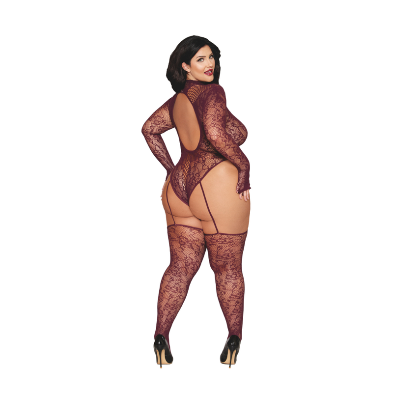 Dreamgirl Teddy Body Stocking Burgundy image 4