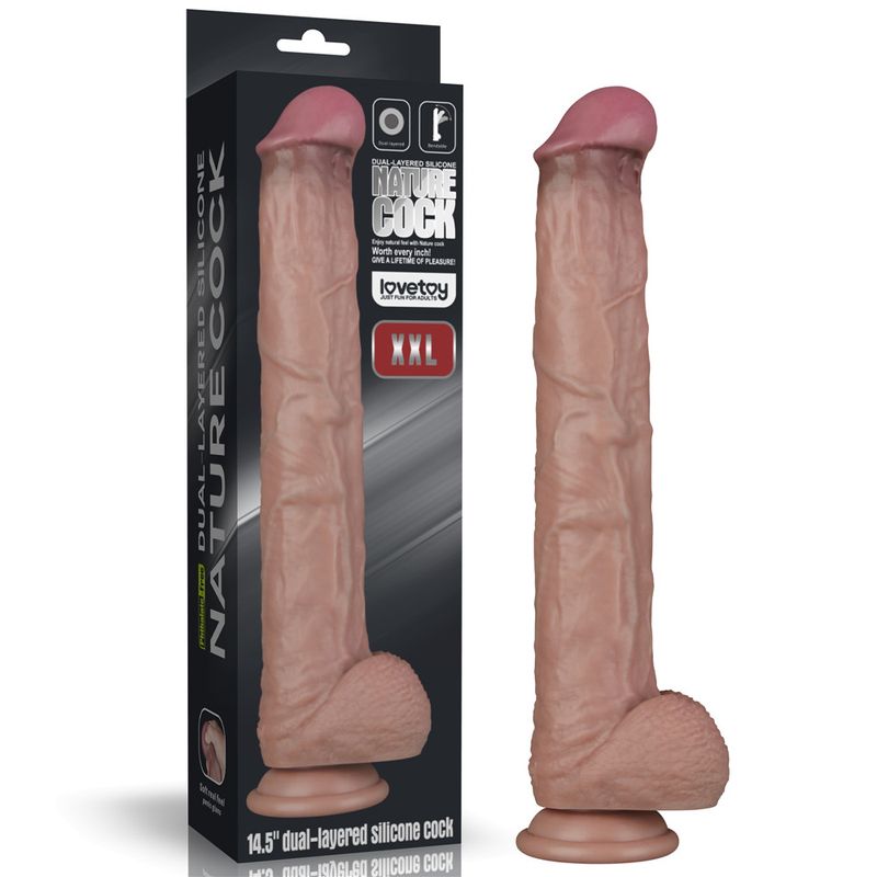 14.5in Dual Layered Bendable Silicone Cock XXL image 1