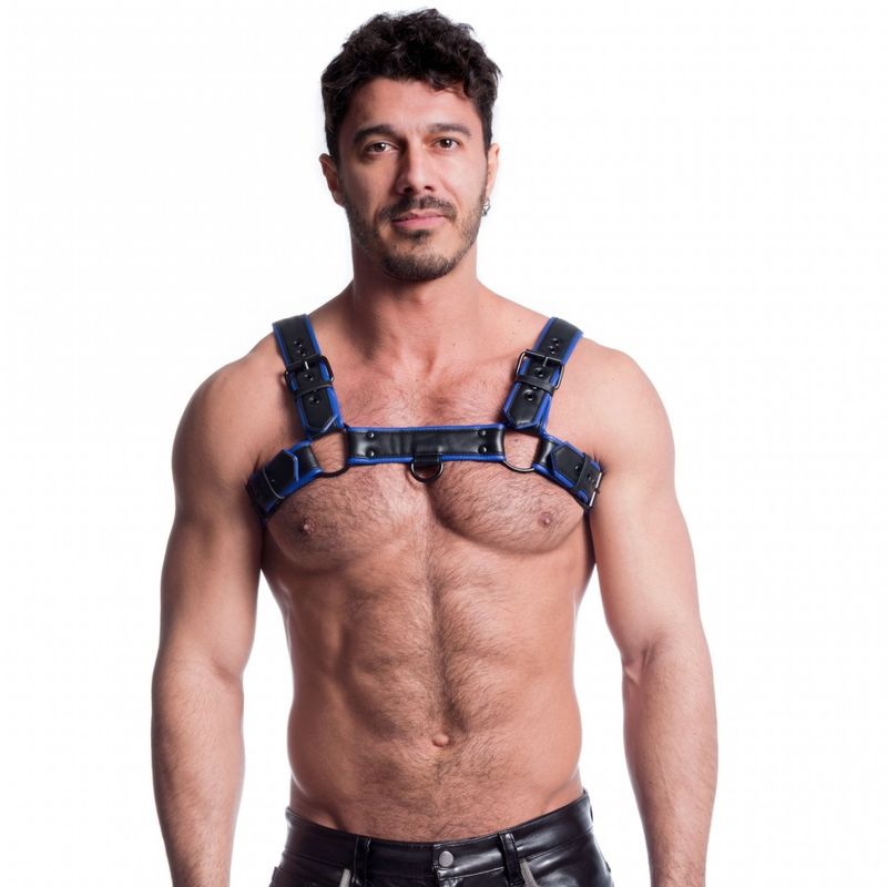 Vegan Bulldog Harness Black and Blue image 1