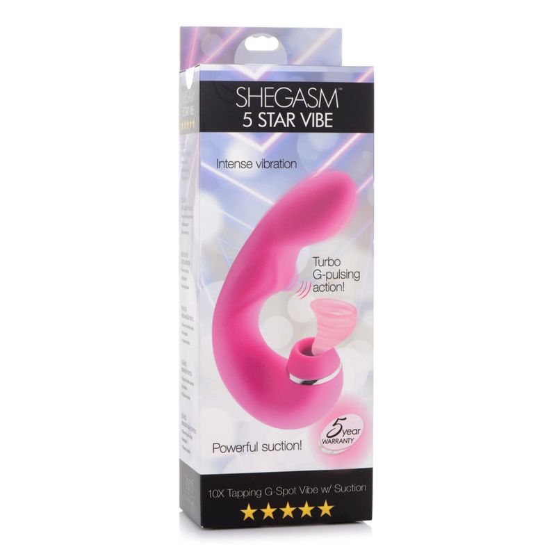 Shegasm 5 Star 10X Tapping G-Spot Vibe w Suction Pink image 5