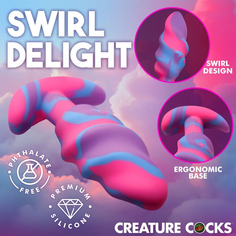 Unicorn Swirl Silicone Butt Plug Medium image 2