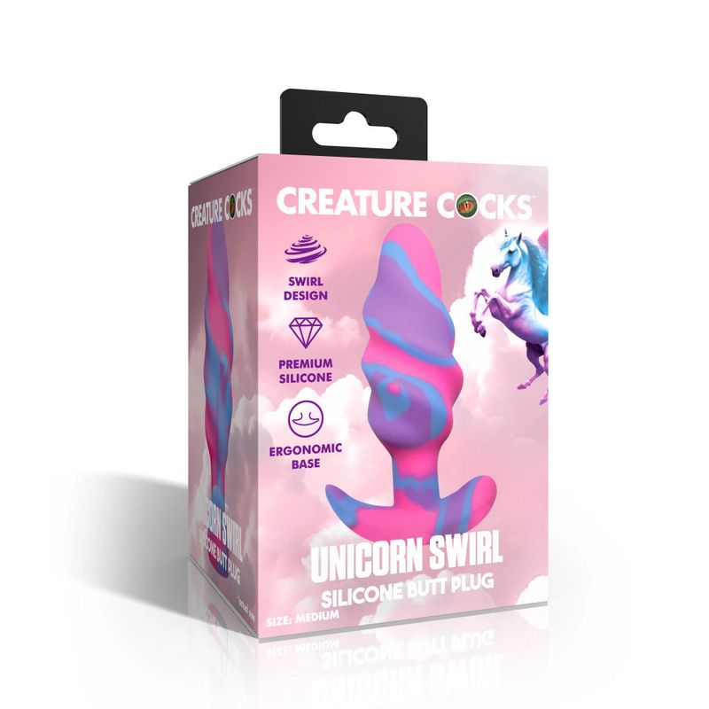 Unicorn Swirl Silicone Butt Plug Medium image 5