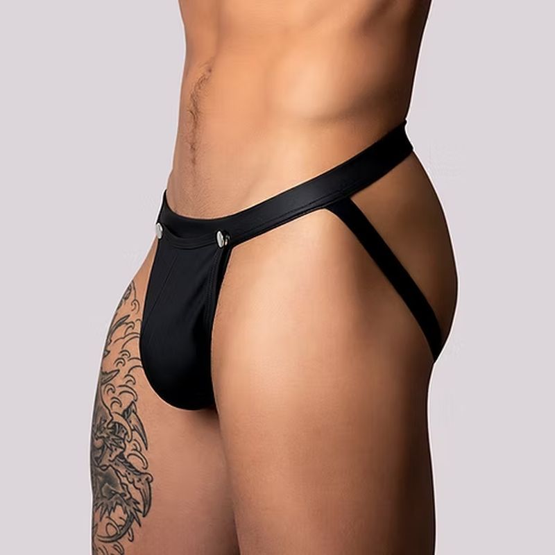 Male Power Snap Off Pouch Jock Black image 5