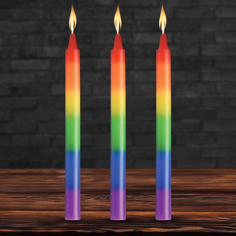 Pride Candles Rainbow Drip Candle 3 Pc image 2